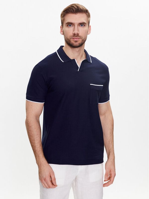 United Colors Of Benetton United Colors Of Benetton Тениска с яка и копчета 34KAU300B Тъмносин Regular Fit