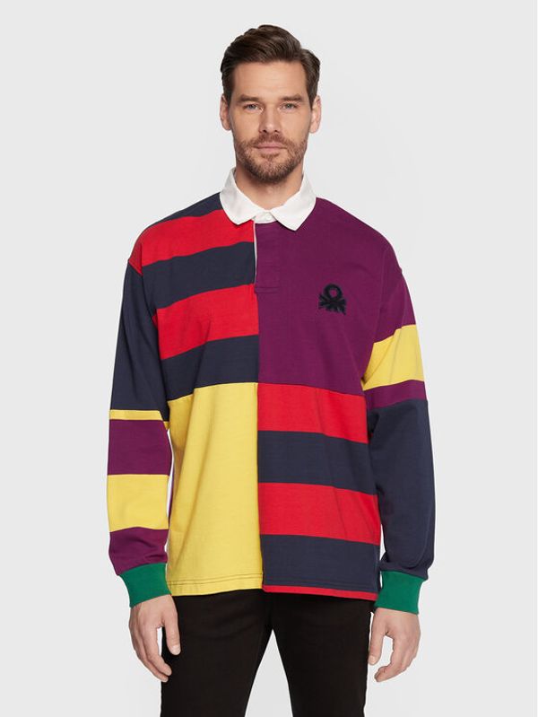 United Colors Of Benetton United Colors Of Benetton Тениска с яка и копчета 3ECCU300L Цветен Regular Fit