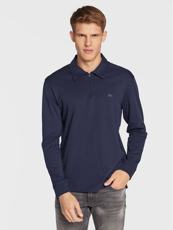 United Colors Of Benetton United Colors Of Benetton Тениска с яка и копчета 3JWDU300J Тъмносин Regular Fit