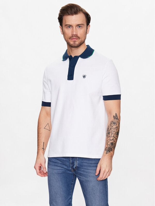 United Colors Of Benetton United Colors Of Benetton Тениска с яка и копчета 3QMXU300S Бял Regular Fit