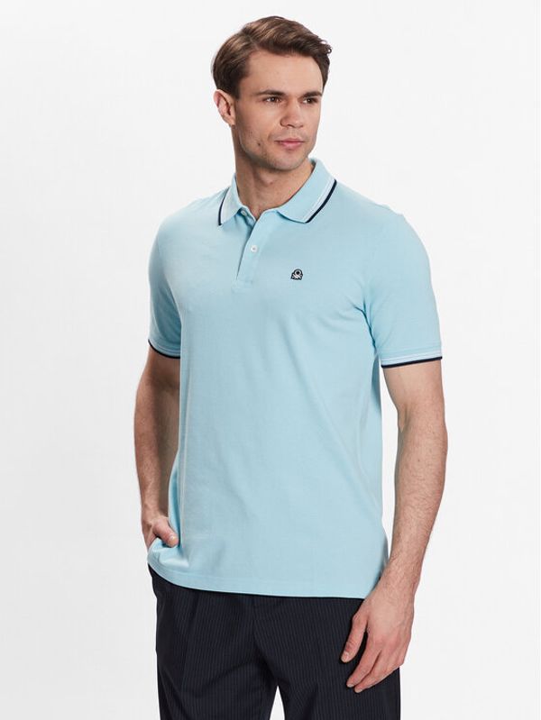 United Colors Of Benetton United Colors Of Benetton Тениска с яка и копчета 3WG9J3181 Син Regular Fit