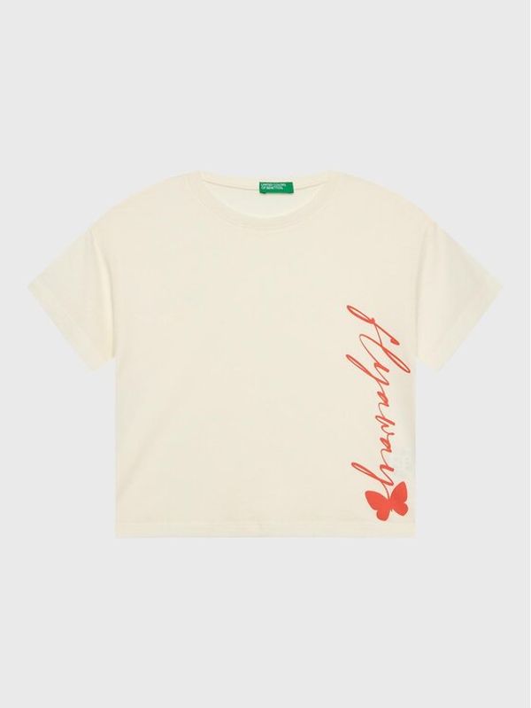 United Colors Of Benetton United Colors Of Benetton Тишърт 3096C10AO Бежов Cropped Fit