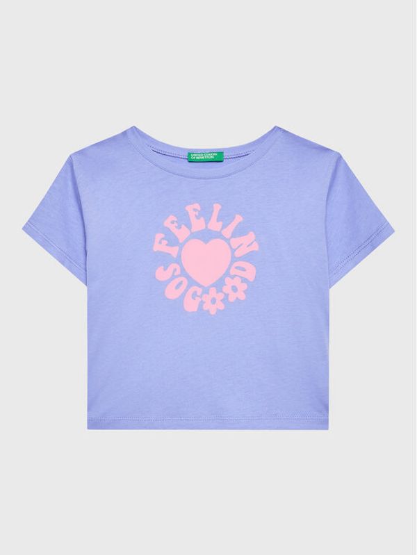 United Colors Of Benetton United Colors Of Benetton Тишърт 3096C10AO Виолетов Cropped Fit