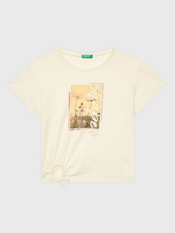 United Colors Of Benetton United Colors Of Benetton Тишърт 3096C10B4 Екрю Regular Fit