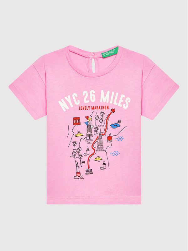 United Colors Of Benetton United Colors Of Benetton Тишърт 3096C154F Розов Regular Fit