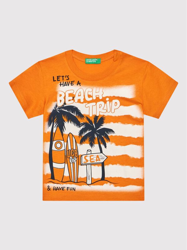 United Colors Of Benetton United Colors Of Benetton Тишърт 3096G103G Оранжев Regular Fit