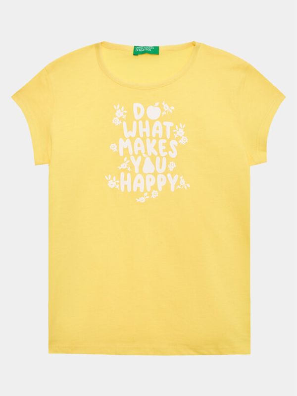 United Colors Of Benetton United Colors Of Benetton Тишърт 3096G1095 Жълт Regular Fit