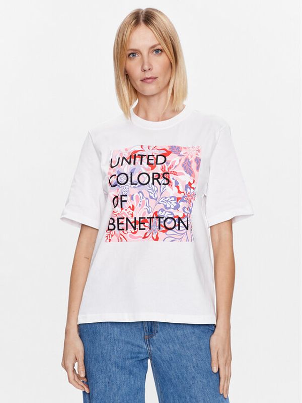United Colors Of Benetton United Colors Of Benetton Тишърт 3BL0D103K Бял Relaxed Fit