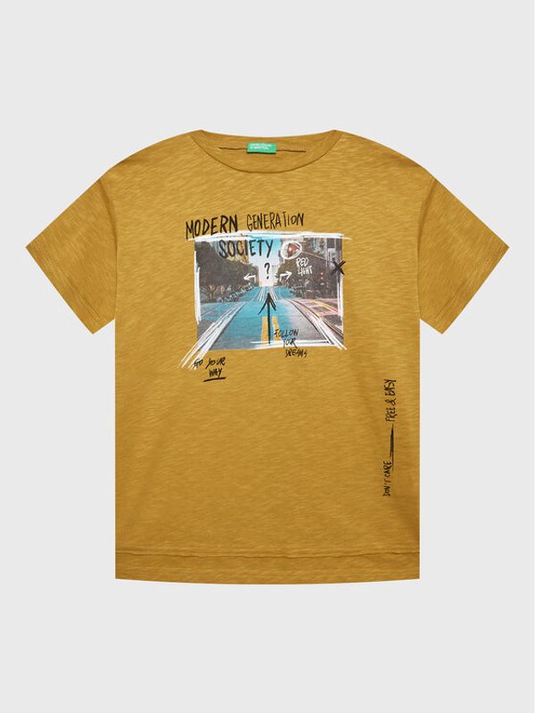 United Colors Of Benetton United Colors Of Benetton Тишърт 3BR4C10AD Кафяв Regular Fit