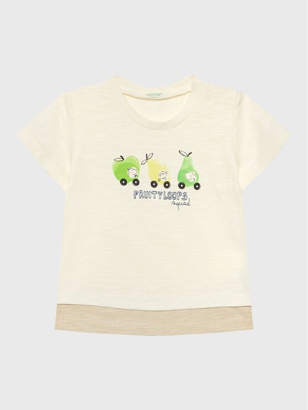 United Colors Of Benetton United Colors Of Benetton Тишърт 3F93A102K Екрю Relaxed Fit