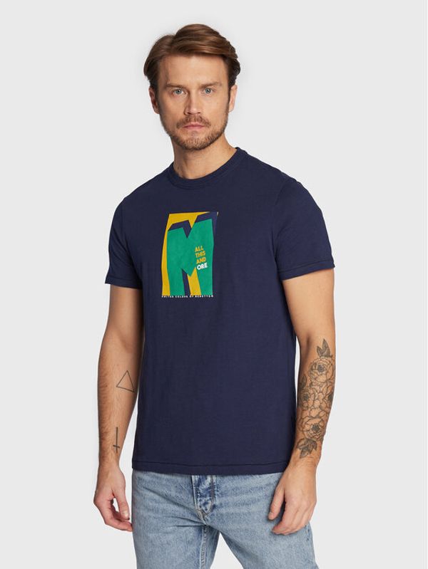 United Colors Of Benetton United Colors Of Benetton Тишърт 3F93U103T Тъмносин Regular Fit