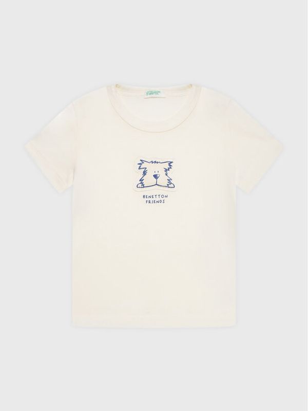 United Colors Of Benetton United Colors Of Benetton Тишърт 3I1XA1007 Екрю Regular Fit