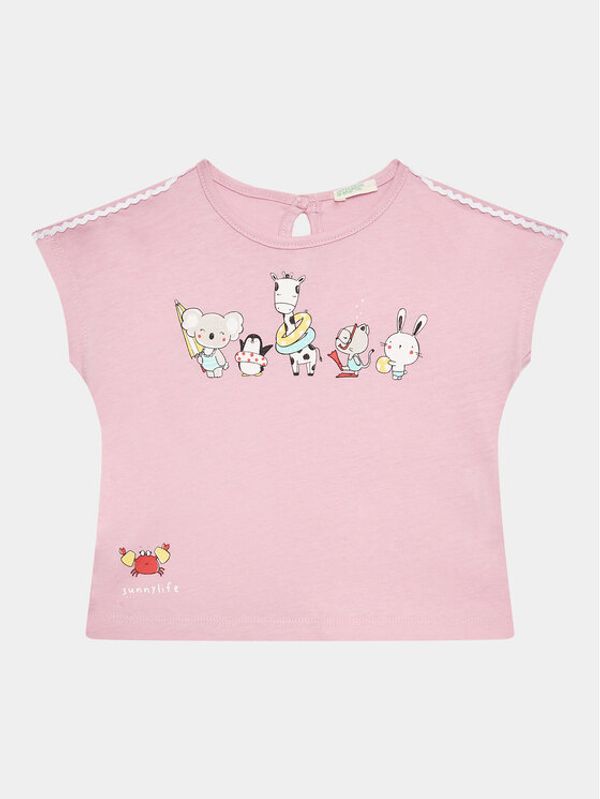 United Colors Of Benetton United Colors Of Benetton Тишърт 3I1XA102W Розов Regular Fit