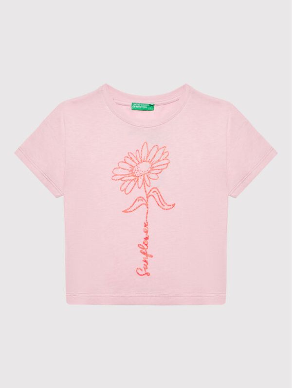 United Colors Of Benetton United Colors Of Benetton Тишърт 3I1XC101L Розов Regular Fit