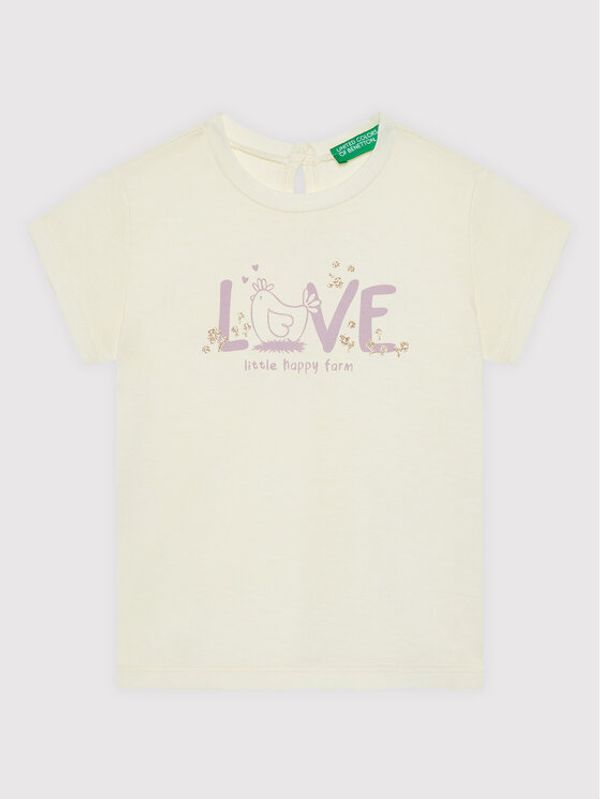 United Colors Of Benetton United Colors Of Benetton Тишърт 3I1XG101X Бежов Regular Fit