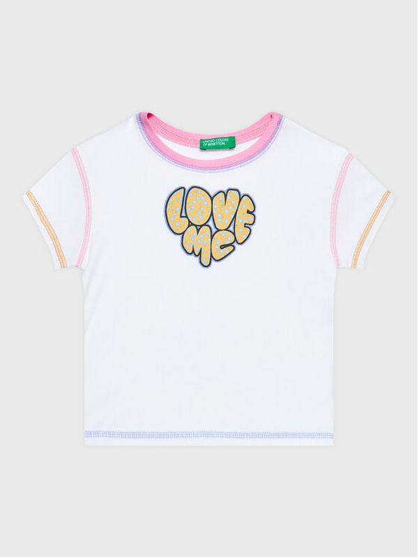 United Colors Of Benetton United Colors Of Benetton Тишърт 3I9WG107Y Бял Regular Fit