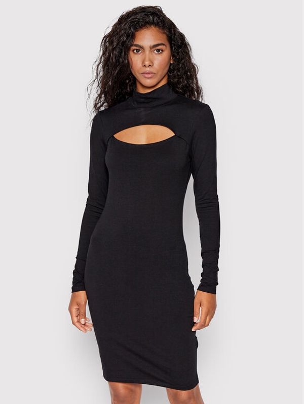 Urban Classics Urban Classics Ежедневна рокля Cut-Out Turtleneck TB4748 Черен Slim Fit