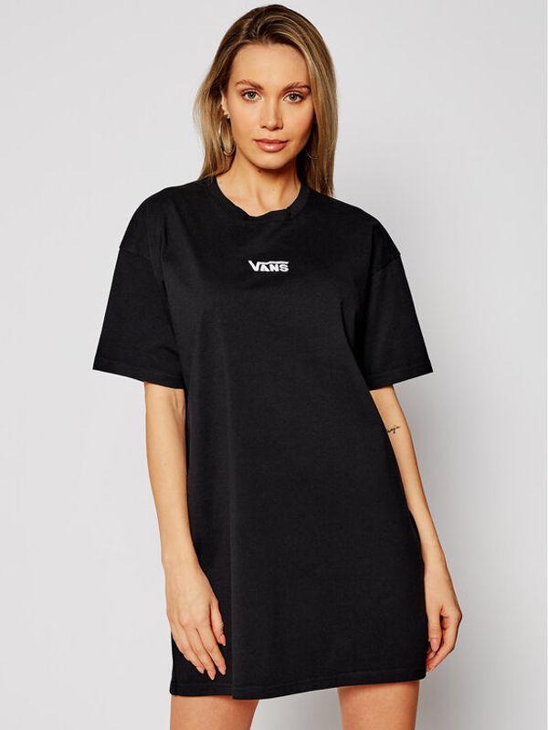 Vans Vans Ежедневна рокля Center Vee Tee VN0A4RU2 Черен Oversize
