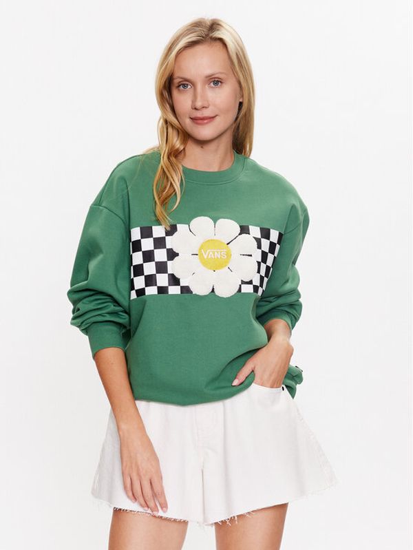 Vans Vans Суитшърт Oversized Floral Crew VN00074E Зелен Regular Fit