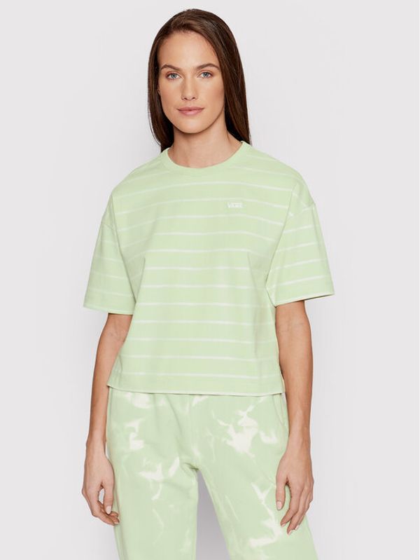 Vans Vans Тишърт Time Off Stripe VN0A5LK8 Зелен Relaxed Fit