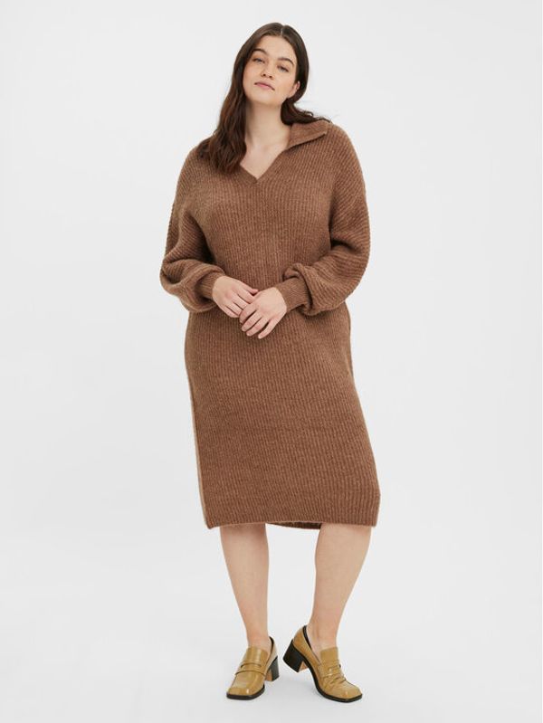Vero Moda Curve Vero Moda Curve Плетена рокля Filene 10279539 Кафяв Regular Fit