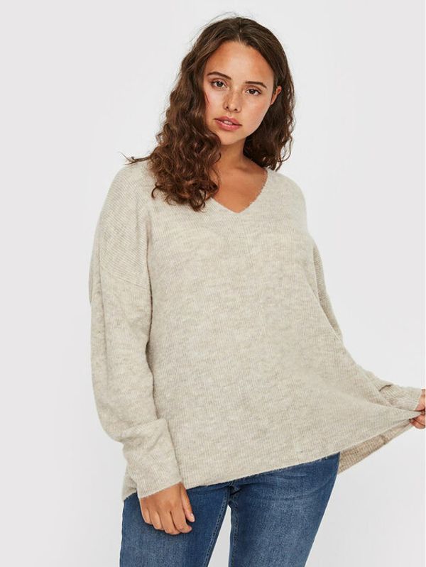Vero Moda Curve Vero Moda Curve Пуловер Crewlefile 10238344 Бежов Regular Fit