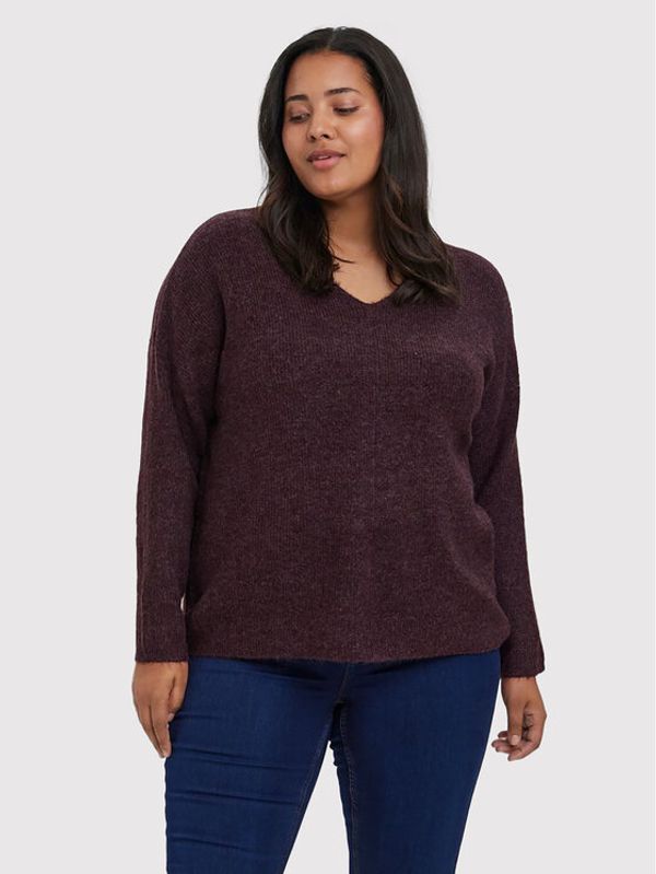 Vero Moda Curve Vero Moda Curve Пуловер Crewlefile 10238344 Бордо Regular Fit
