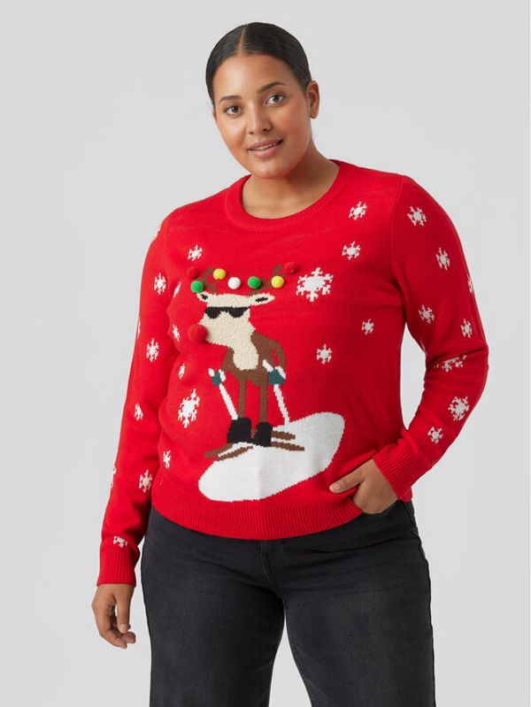 Vero Moda Curve Vero Moda Curve Пуловер Rudolf 10279523 Червен Relaxed Fit
