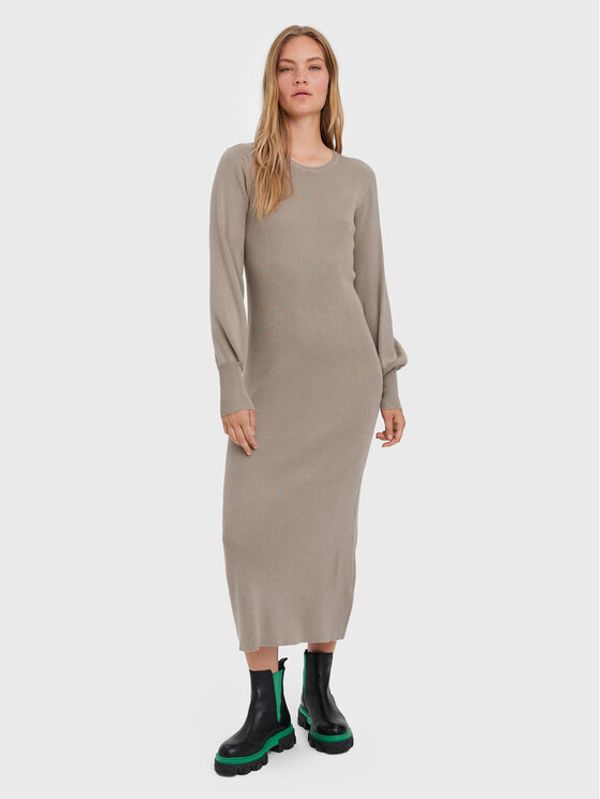 Vero Moda Vero Moda Плетена рокля Valor 10271105 Бежов Slim Fit