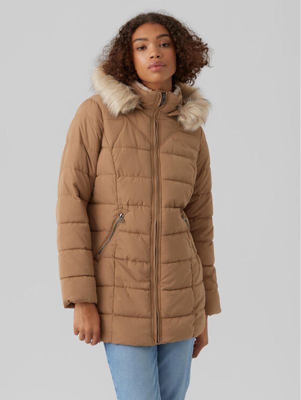 Vero Moda Vero Moda Пухено яке Liv 10266903 Кафяв Regular Fit