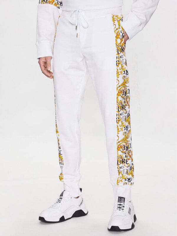 Versace Jeans Couture Versace Jeans Couture Долнище анцуг Contr Logo Baroque 74GAA3C0 Бял Regular Fit