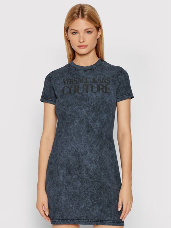 Versace Jeans Couture Versace Jeans Couture Ежедневна рокля Logo Crinkle 71HAOP13 Сив Regular Fit