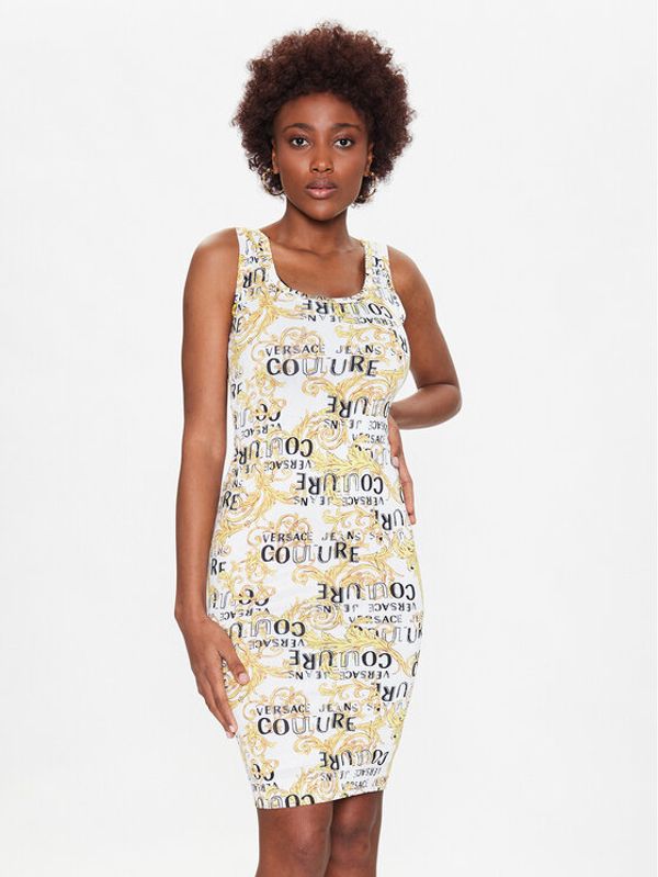 Versace Jeans Couture Versace Jeans Couture Ежедневна рокля Organzino Print Logo 74HAO946 Бял Regular Fit