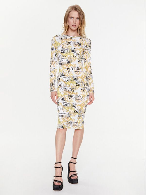 Versace Jeans Couture Versace Jeans Couture Ежедневна рокля Print Logo 74HAO938 Бял Slim Fit