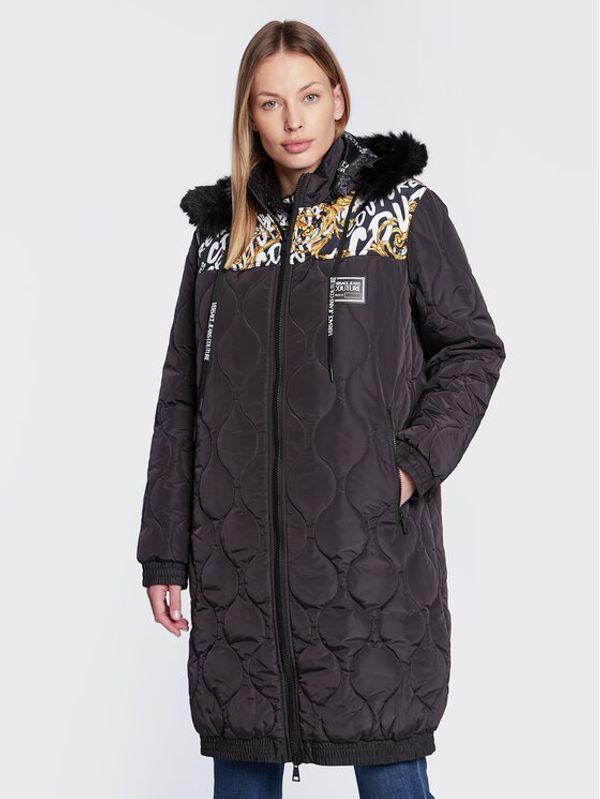 Versace Jeans Couture Versace Jeans Couture Пухено яке Printed Logo 73HAT411 Черен Relaxed Fit