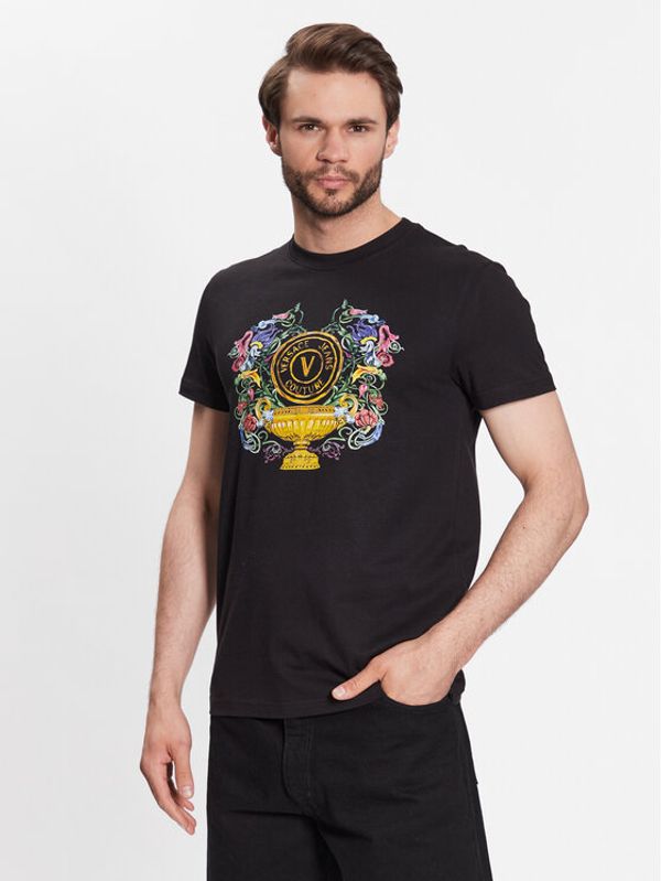 Versace Jeans Couture Versace Jeans Couture Тишърт 74GAHF01 Черен Regular Fit