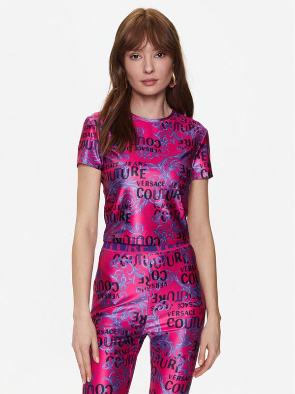 Versace Jeans Couture Versace Jeans Couture Тишърт 74HAH602 Розов Slim Fit