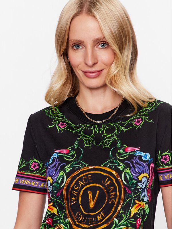 Versace Jeans Couture Versace Jeans Couture Тишърт 74HAH6A3 Черен Regular Fit