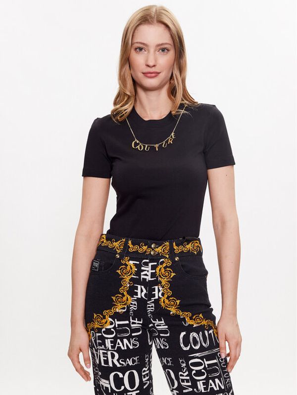 Versace Jeans Couture Versace Jeans Couture Тишърт 74HAHE05 Черен Regular Fit