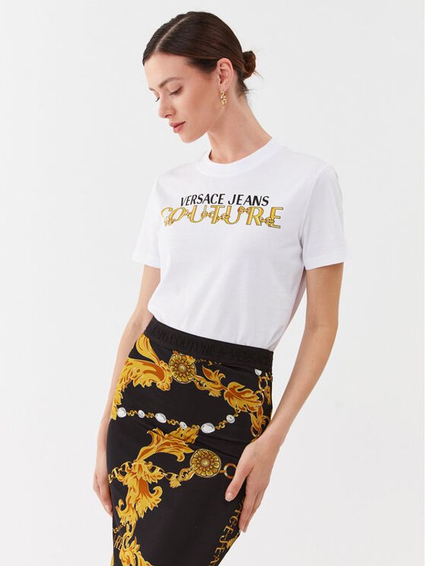 Versace Jeans Couture Versace Jeans Couture Тишърт 75HAHF01 Бял Regular Fit