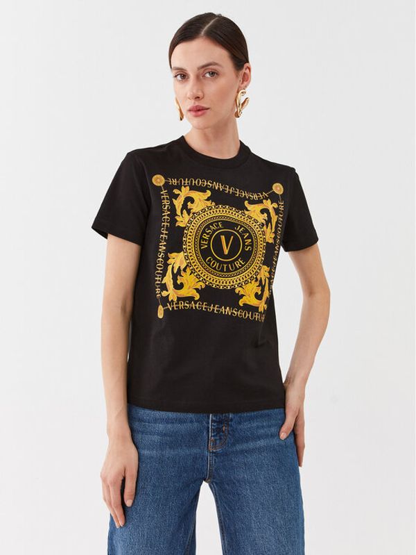 Versace Jeans Couture Versace Jeans Couture Тишърт 75HAHF07 Черен Regular Fit