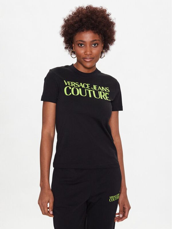 Versace Jeans Couture Versace Jeans Couture Тишърт Logo 74HAHT03 Черен Regular Fit