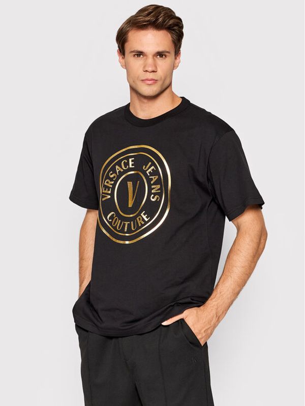 Versace Jeans Couture Versace Jeans Couture Тишърт Vemblem Thick Foil 73GAHT05 Черен Regular Fit