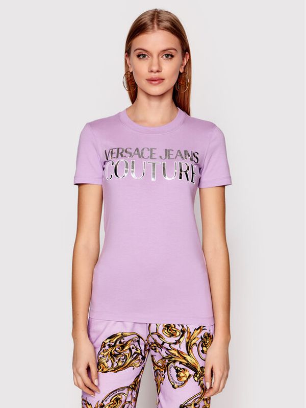 Versace Jeans Couture Versace Jeans Тишърт Mirror 72HAHG01 Виолетов Regular Fit