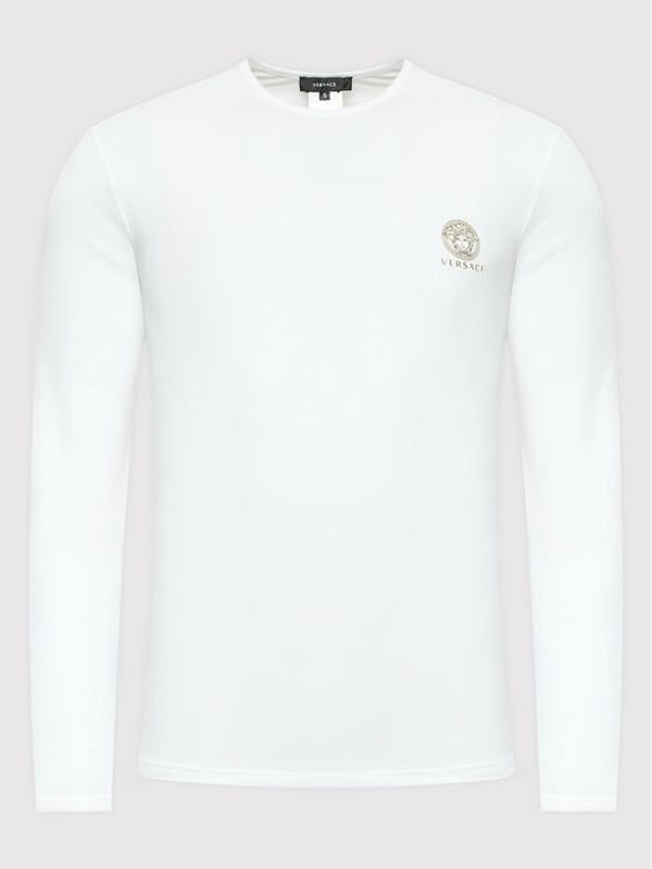 Versace Versace Тениска с дълъг ръкав Girocollo AUU01007 Бял Regular Fit