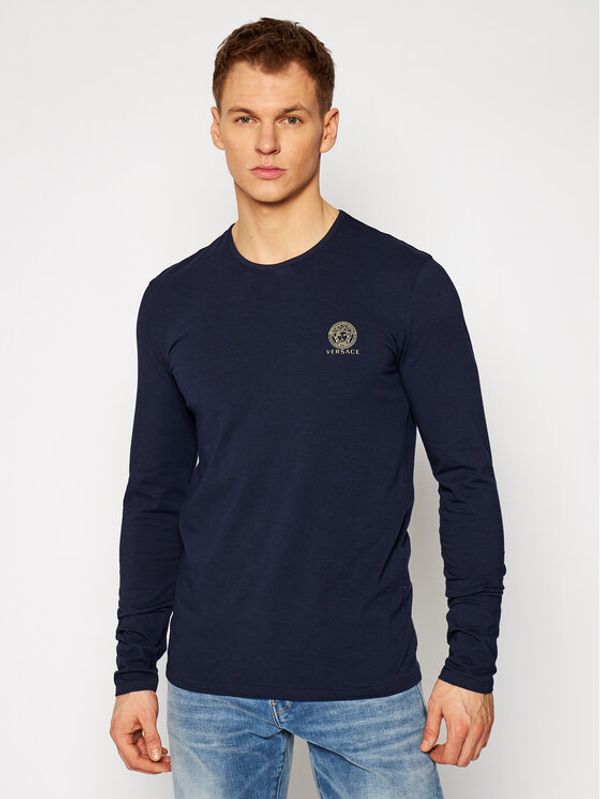 Versace Versace Тениска с дълъг ръкав Girocollo AUU01007 Тъмносин Regular Fit