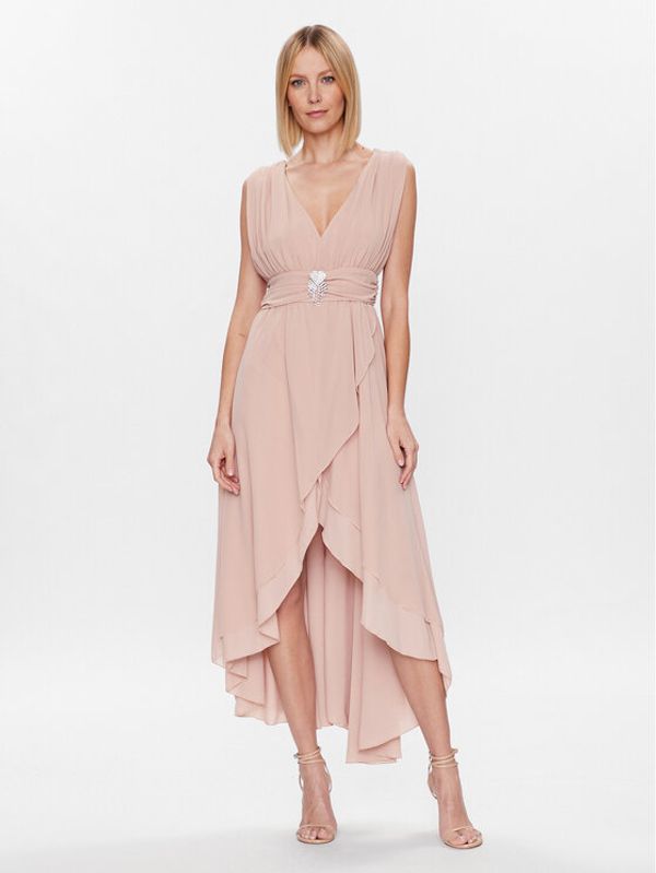 ViCOLO ViCOLO Коктейлна рокля TE0064 Бежов Regular Fit