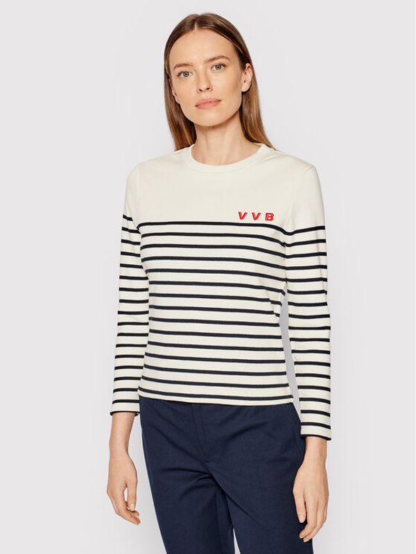 Victoria Victoria Beckham Victoria Victoria Beckham Пуловер Stripe Rib 2321JTP002832A Бежов Regular Fit