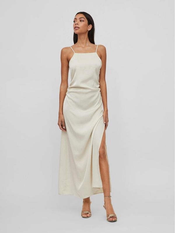 Vila Vila Коктейлна рокля 14083349 Бежов Slim Fit