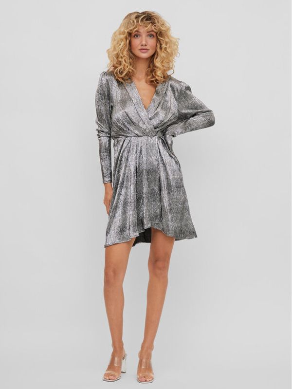 Vila Vila Коктейлна рокля Viracoon 14080430 Сребрист Regular Fit